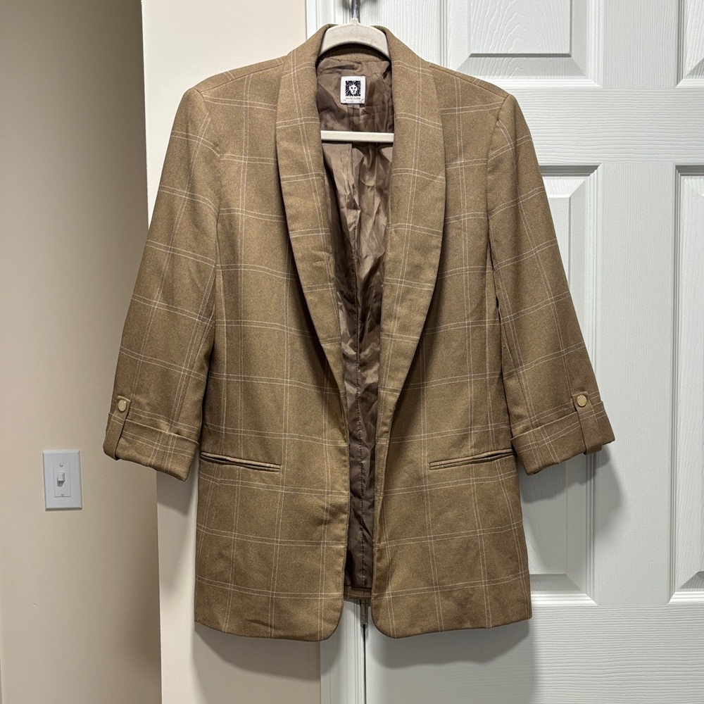 Anne Klein Brown Plaid Blazer